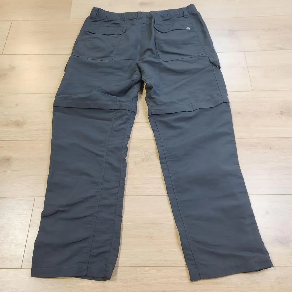 The North Face Pants Mens Large Gray Convertible Nylon Hiking Belted Zip Off